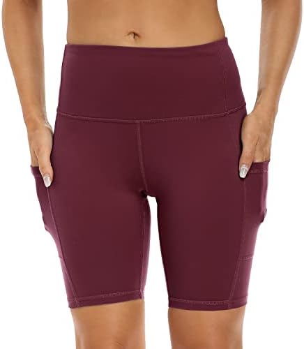 3 pachet cu talie înaltă Out Pocket Yoga Short 8 /5 Control de burtă Pantaloni scurți care rulează sportive atletice care nu se vadă, pantaloni scurți activi