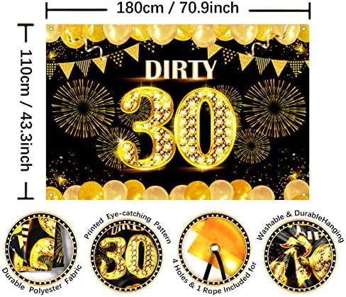 Ushinemi Dirty 30 de decorațiuni de ziua de naștere, fundal Banner de 30 de ani pentru bărbați Femei, decor De Petrecere de