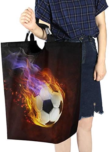 Alaza foc minge de fotbal mare spălătorie împiedică sac pliabil cu mânere impermeabil haine durabile rotund coș de spălat coșuri