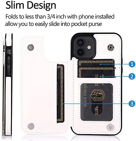MASTERCASE iPhone 12/12 Pro Case 6.1, portofel din piele PU cu suport pentru Card, rezistent la șocuri 12 Pro Flip Slim Lifeproof