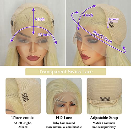 SOKU platină blondă dantelă peruci frontale pre smuls 13x4 peruci lungi drepte cu păr pentru Bebeluși 32 Inch HD peruci transparente