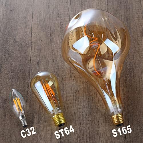 OMED Amber Glass LED Edison becuri 6 pachet 2700K alb cald 60W echivalent și bec Edison mare 2200K Cald 1 pachet 50 Watt echivalent lumină supradimensionată
