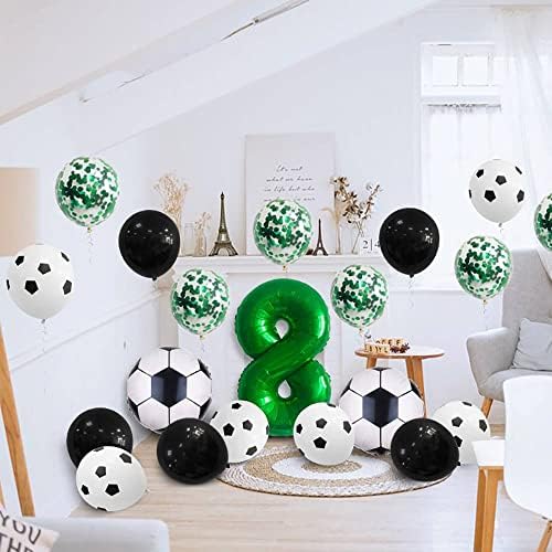 Decorațiuni pentru petreceri de naștere pentru fotbal pentru copii pentru copii fete minge de fotbal temă de 10 ani decor de naștere pentru copii Număr 10 balon, balon folie de fotbal, balon verde pentru sărbătoare tematică de fotbal
