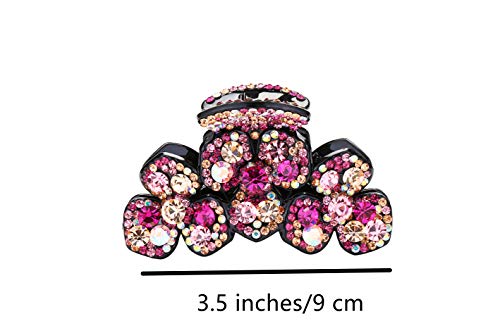 Prettyou austriac cristal colorat colorat handstones spumant design de trifoi roz 3,5 inci gheară de coafură de lux pentru femei