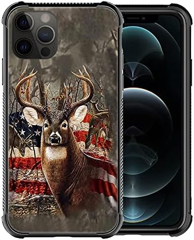 Carcasă DJSOK compatibilă cu carcasă pentru iPhone 13 mini, HSK American Flag Camo Deer Craniu iPhone 13 mini cutii cu 4 colțuri