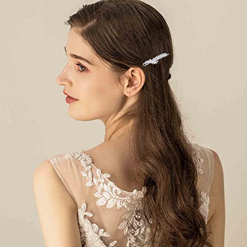 Erimberate Bohemian Crystal Wedding Hair Clip Rhinestone frunză Bartă Bartă Silver Tiny Cz Duckbill Clipuri vintage Headwear