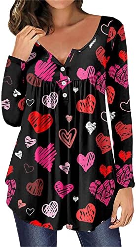 Yubnlvae Femei Ziua Îndrăgostiților Bluze Maneca lunga trendy Casual o Gât inima imprimare cadouri Bluze