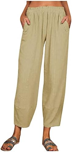 Pantaloni elastici cu potrivire solidă doamnă lounge bumbac pantalon de vară larg larg ascensiune scăzută fără buzunar, femei
