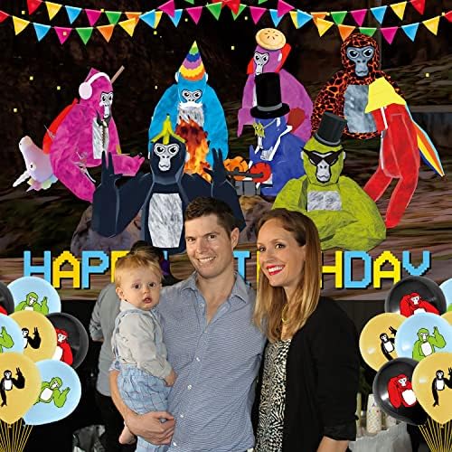 Gorilla Tag joc Birthday Party Decoratiuni Consumabile VR joc temă fundal fotografie fundal Banner Gorilla Tag Party Decor