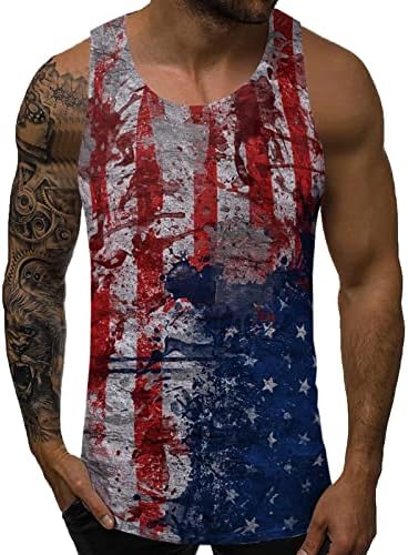 XXBR 4 iulie Ziua Independenței USA Flag Flag Tricouri fără mâneci Gimnastică Fitness Singlet VEST pentru bărbați, Rezervări