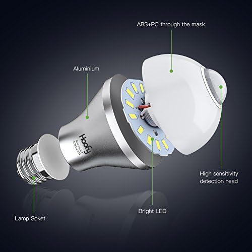 Senzor de mișcare bec, senzor inteligent bec LED cu Detector de mișcare PIR, Pornire / Oprire automată lumini de noapte în