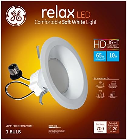GE Lighting 68578 LED Relax HD 10-watt , 700-Lumen 6-Inch kit Downlight încastrat, 1 pachet