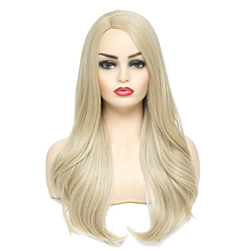 Yyhr Blonda Peruca Lung Ondulat peruci Blonde pentru femei partea parte sintetice naturale caută peruca pentru petrecerea de
