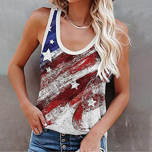 Steagul American în dificultate Rezervor de top pentru femei, 4 iulie patriotice T-Shirt Camis topuri Vara Fără mâneci Tees