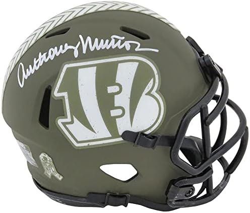 Anthony Munoz a semnat Cincinnati Bengals Salute pentru a servi casca Mini Riddell Speed-căști mini NFL cu autograf