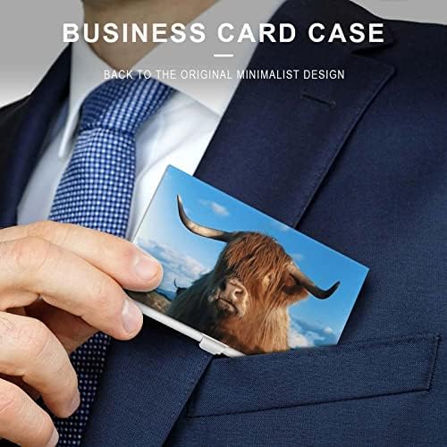 Scottish Highland Cow Business Id Card titularul Silm caz profesionale de metal numele carte Organizator buzunar