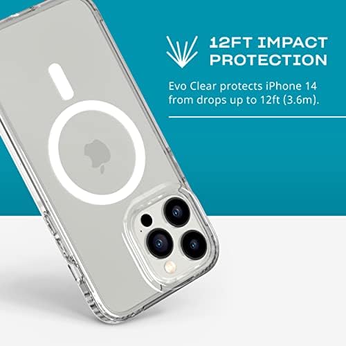 Tech21 iPhone 14 Pro Max Evo Clear Compatibil cu MagSafe®-Carcasă clară rezistentă la șocuri, rezistentă la șocuri, cu protecție
