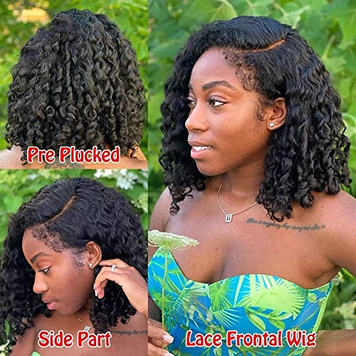 Curly Baby Hair scurt Loose Deep Wave HD Invisible Lace Perucă frontală Brazilian Human Hair scurt Curly Bob 13X6 HD Transparent
