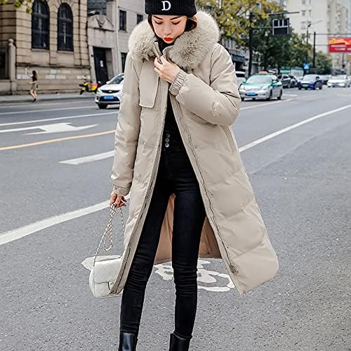 VODMXYGG femei haina de iarna jacheta ușoare în jos Mid-lungime fermoar Culoare solidă cu glugă tranziție Windproof cald uza