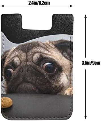 Suport pentru card de telefon mobil Pug Pug, pastă de portofel pentru telefon mobil din piele, suport pentru card elastic pe