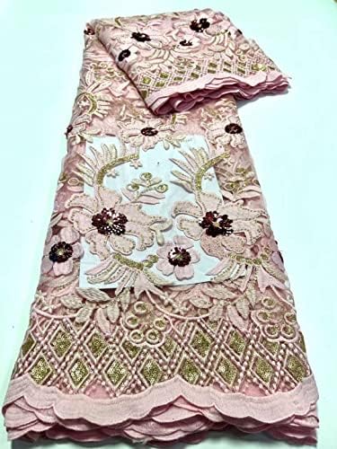 MSBRIC African Lace Fabric Ultimele alb Indian Sari Fabric tul Sequined Lace Fabric Pentru Rochie de mireasa YYZ782 - 5 Yards