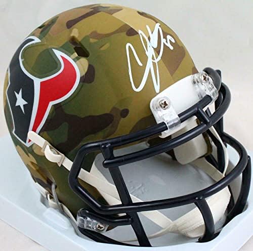 Andre Johnson a autografat casca Mini Houston Texans Camo Speed - Jsaw Auth * căști mini NFL cu autograf alb