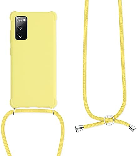 carcasă kwmobile compatibilă cu Samsung Galaxy S20 FE - carcasă Crossbody suport pentru telefon TPU mat moale cu curea pentru gât-galben lămâie