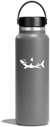 Stickerii de decalaje de vinil de rechin | Cafea de tumbler și căni izolate | DOAR DECALS DOAR! Cupa nu este inclusă! | 2-4 x 1,75 inch Decaluri albe | KCD1104W