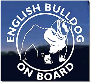 Bulldog englez la bord ~ ​​Autocolant de decalare automată pentru ferestre pentru câini
