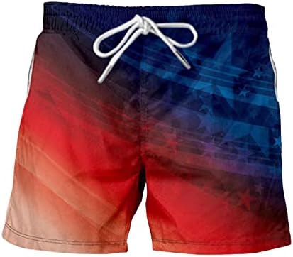 SUA 4 iulie pantaloni scurți bărbați casual clasic Fit Drawstring American Flag Shens Printed Usor Wear cu buzunare