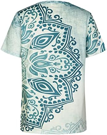 Topuri Sunmmer pentru femei 2023 model la modă Imprimeu largi cu mânecă scurtă Crew Neck Beach Tees Bluze Tricouri