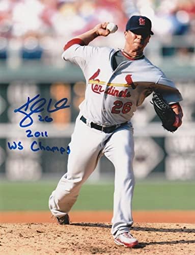 Kyle Lohse st. Louis Cardinals 2011 WS Champs Action Semnat 8x10 - Fotografii MLB autografate