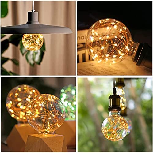 Becuri Edison G95 LED sârmă de cupru lampă de iluminat decorativ 3w E26 bază alb cald 2700K LED Globe Fairy bec pentru Crăciun,