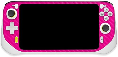 Pielea din fibră de carbon Mightyskins compatibilă cu Logitech G Cloud Gaming Handheld - solid roz fierbinte | Finisare de protecție, durabilă din fibră de carbon texturată | Ușor de aplicat | Produs in SUA