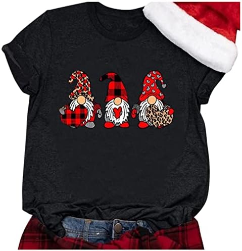 Tricouri de Crăciun nrealy pentru femei cu mânecă scurtă cu manșină scurtă de topuri de imprimare amuzantă