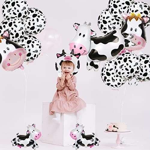 Dremisi 5pcs Balloane de vacă Drăguță Cocă de vacă Formă mylar folie baloane pot pluti baloane imense pentru animale amuzante